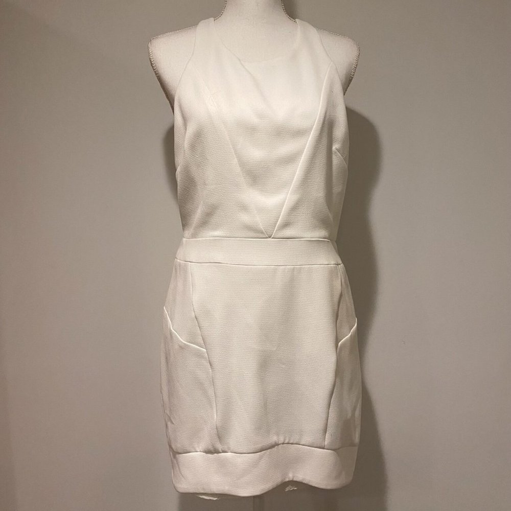 Line & Dot Fitted Sleeveless High Neck Mini Dress